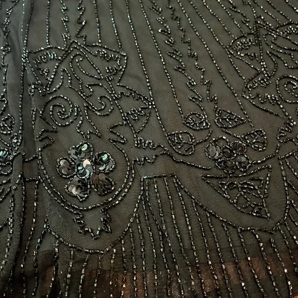 LAUREN Ralph Lauren Sequin Skirt Black Beaded A-Line Mini Midi Party New Size 14 - Picture 5 of 10